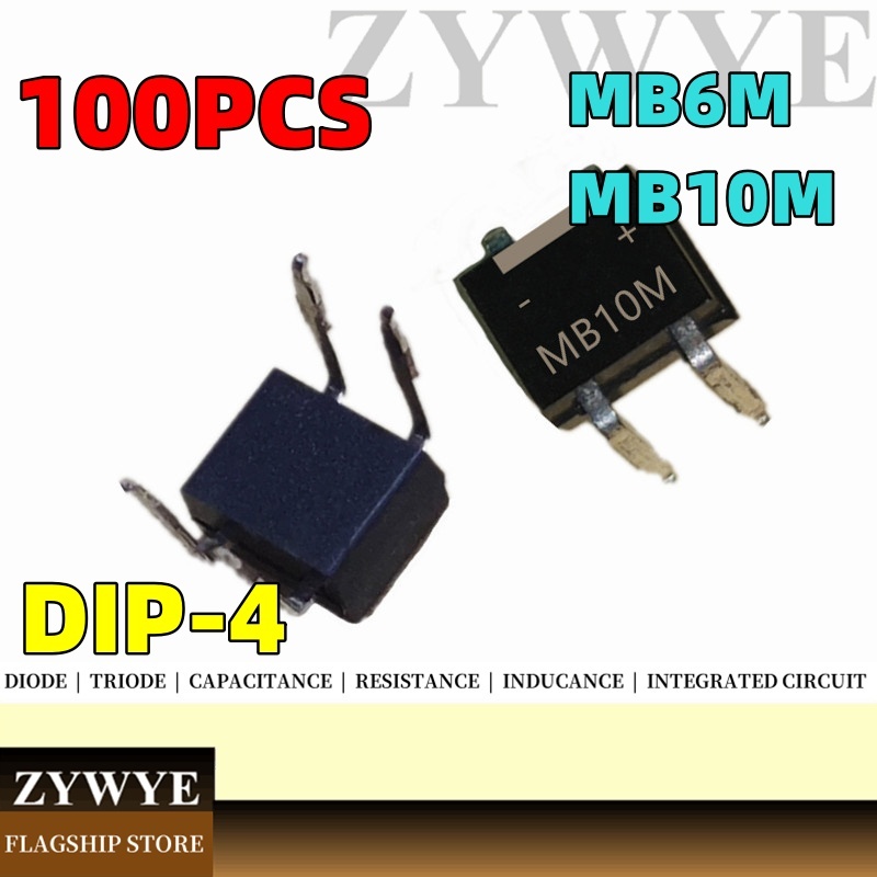 100 Chiếc Thương Hiệu Mới MB10M MB6M 0.5A 1A 600V 1000V Nội Tuyến DIP4 Cầu Chỉnh Lưu / Chỉnh Lưu Cầu