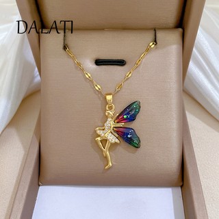 DALATI  Hoa yêu tinh cánh vi khảm zircon vòng cổ cho phụ nữ phụ kiện trang sức nữ