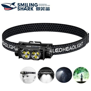  SmilingShark TD0193 đèn pin đội đầu siêu sáng Mini 2 * LED 3 chế độ Type-C có thể sạc lại với đèn báo pin chống nước để cắm trại đi bộ câu cá 