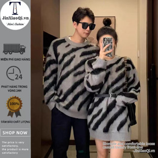 Áo Len Nam Mùa Đông Họa Tiết Ngựa Vằn Ấm Áp Áo Len Dày Mùa Thu Đông Cặp Đôi Áo Len Phong Cách Nhật Bản Retro Nhàn rỗi Phong Cách Áo Chui Đầu Áo Len Cao Cấp Mỹ