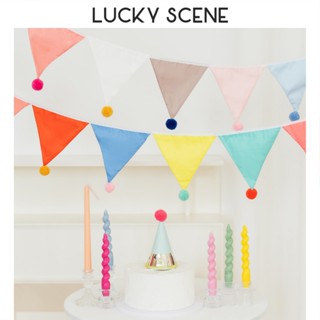  Vải Cotton bóng dây tam giác cờ lều cờ ảnh nền dây cờ đám cưới mẫu giáo treo cờ S01914 