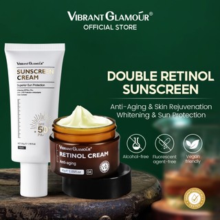 Kem dưỡng retinol + kem chống nắng VIBRANT GLAMOUR Chống lão hóa Làm trắng Chống nhăn Dưỡng ẩm cho da 2PCS