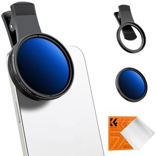 Kẹp điện thoại K & F Concept + 52mm có thể điều chỉnh ND2-ND400 Bộ lọc mật độ trung tính Tương thích với Bộ lọc Camera di động iPhone