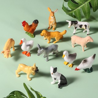 12 Chiếc Mini Trang Trại Các Bức Tượng Nhỏ Động Vật Thực Tế Mô Hình Chó Vịt Gà Trống Lợn Mèo Nhân Vật Hành Động Mô Phỏng PVC Đồ Chơi Giáo Dục