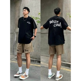 PEAR DODO Áo thun in chữ nam tay ngắn dáng rộng mùa hè cotton cotton nặng cổ tròn áo thun hàng đầu