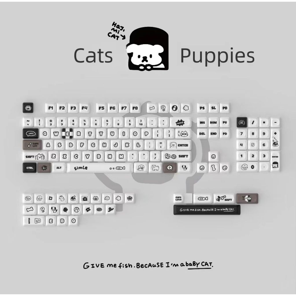 Mèo Và Chó Con Keycaps MOA Profile PBT Chất Liệu Thăng Hoa Nhiệt Cá Tính Dễ Thương Keycap Cho Bàn Phím Cơ | BigBuy360 - bigbuy360.vn