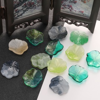 Lá sen ren ba chiều Lá sen trong suốt nửa màu Lá sen thơ mộng Mực đen lá sen Phụ kiện thủy tinh DIY Handmade