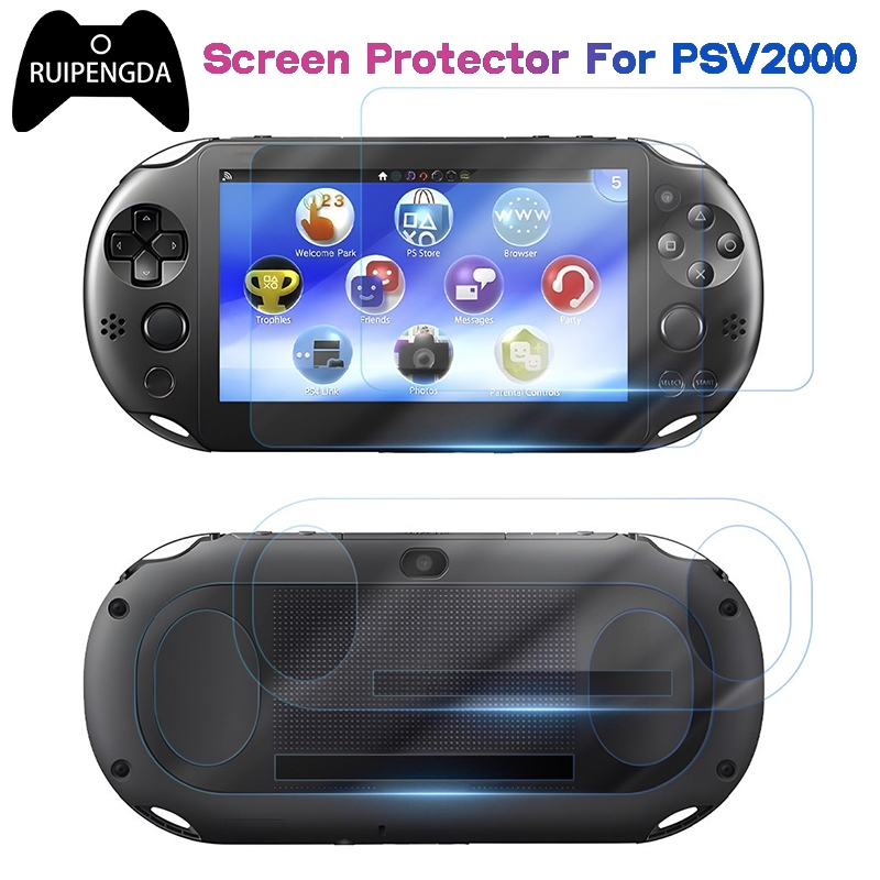 Bảo Vệ Màn Hình Cho Sony PS Vita PSV 1000 Mặt Trước Kính Cường Lực Phim Mặt Sau Trong Suốt Full HD P