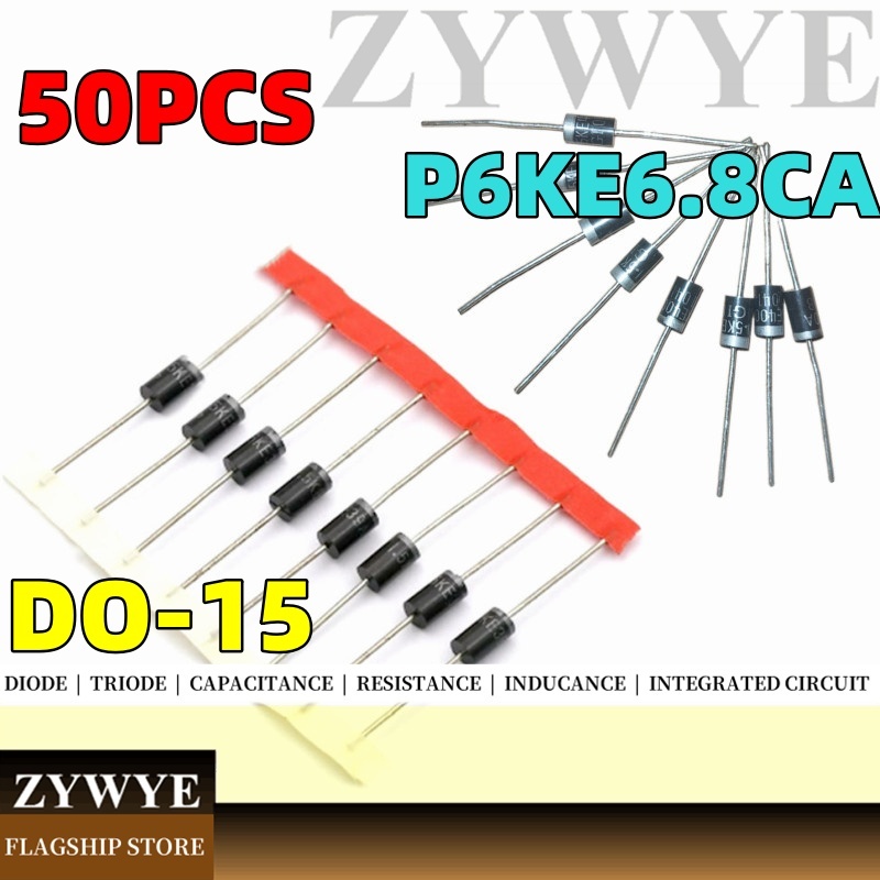 50 CHIẾC P6KE6.8 CA Ống Diode Hai Chiều TVS Diode ức chế tức thì Nội tuyến DO-15