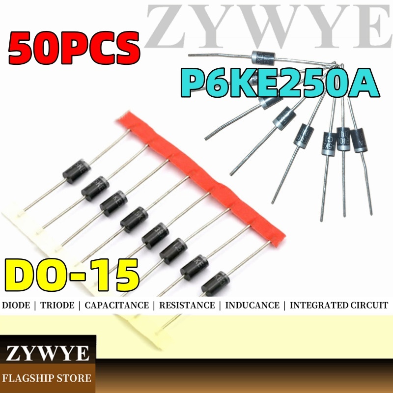 50 CHIẾC P6KE250A Ống Diode Hai Chiều TVS Diode ức chế tức thì Nội tuyến DO-15