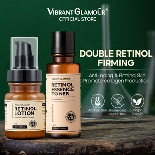 Bộ Chăm Sóc Da Ban Đêm VIBRANT GLAMOUR Retinol Lotion + Retinol Toner Chống lão hóa Giảm nếp nhăn và Dưỡng ẩm 80+100ml