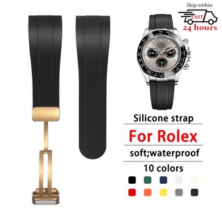 Dây Đeo Đồng Hồ Bằng Cao Su Silicone Mềm Cong 22mm Chống Nước Cho Rolex Submariner Ghost