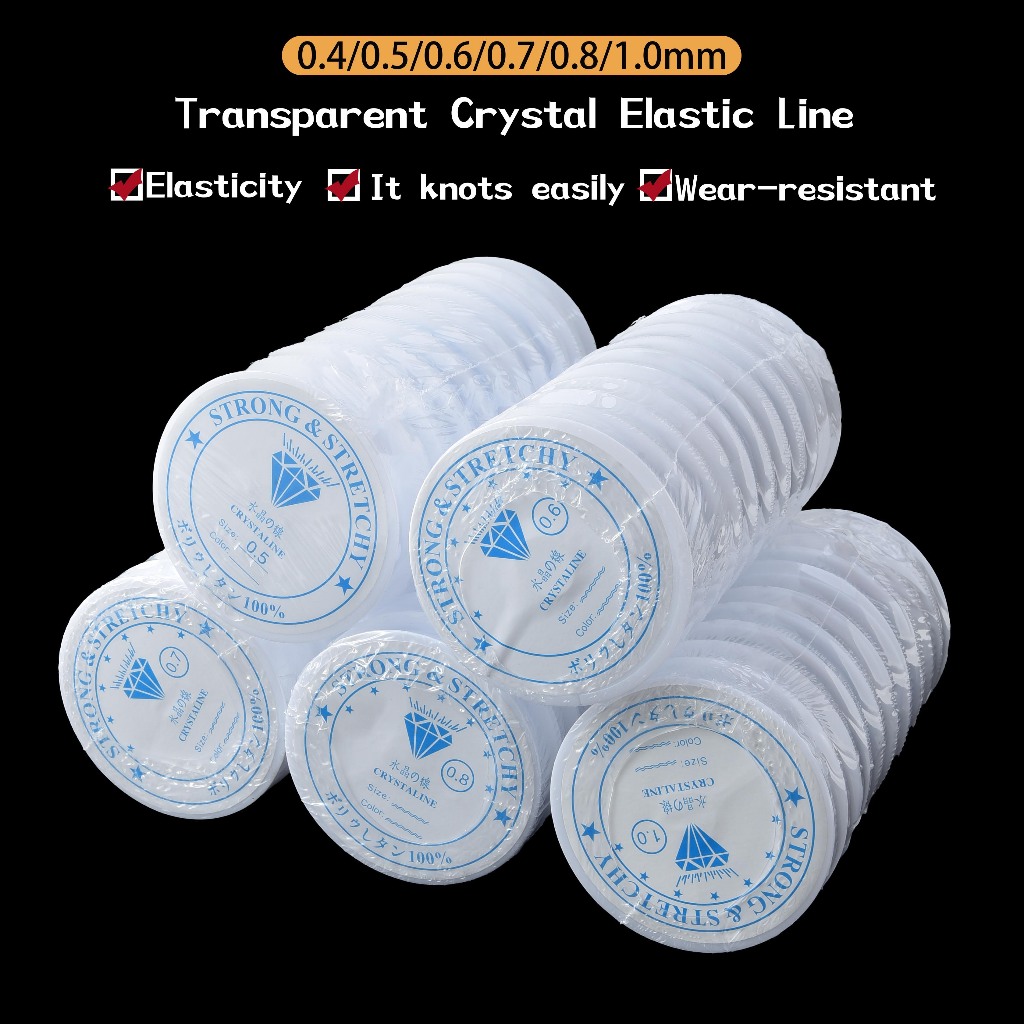 Chỉ pha lê 0,4-1mm, đính cườm, dây thun trong suốt, chỉ trang sức, vòng đeo tay DIY, vòng cổ