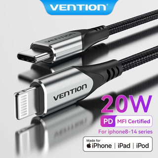 Cáp Vention USB C sang Lightning 3A PD hỗ trợ sạc truyền dữ liệu nhanh 480Mbps