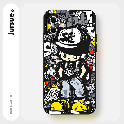 Ốp lưng JURSUE mềm chống bẩn độc lạ ngộ nghĩnh màu đen cho iPhone 17 16 15 14 13 12 11 Pro Max SE 2020 X XR XS 8 7 ip kute Y5341Q
