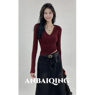 ANBAIQING áo phông áo thun nữ croptop baby tee Hàn Phong INS Vintage Fashion WTX23B0FIK 21Z240520