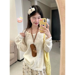 Pure Desire Bướm Sương Vai Dài Tay Áo Thun Nữ Mùa Hè Mỏng Ren Chống Nắng Bao Da Top