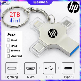 Ổ đĩa U tốc độ cao HP 4in1 3.0 USB Flash cho iOS iPhone iPad Android 2TB / 1TB / 512GB / 32GB Ổ đĩa Flash OTG 4 trong 1 Bộ nhớ USB