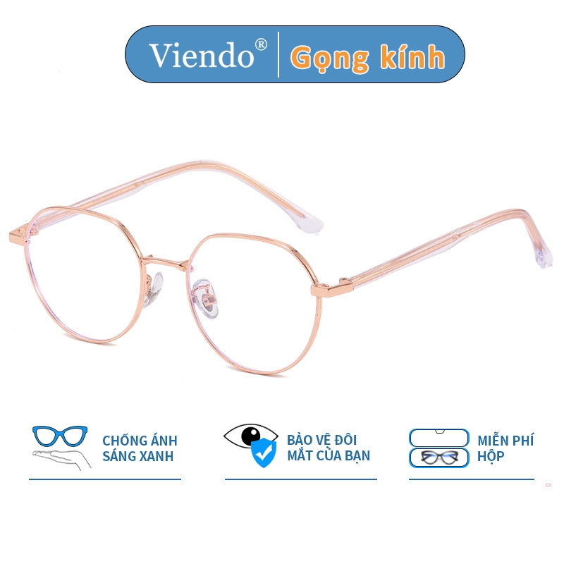 Gọng kính cận có đo nhỏ nam nữ tròn Viendo kim loại kính mát chống ánh sáng xanh tia uv đổi màu khi ra nắng -0.5/-1.0/-1.5/-2.0/-2.5/-3.0/-3.5/-4.0/-4.5/-5.0/-5.5/-6.0