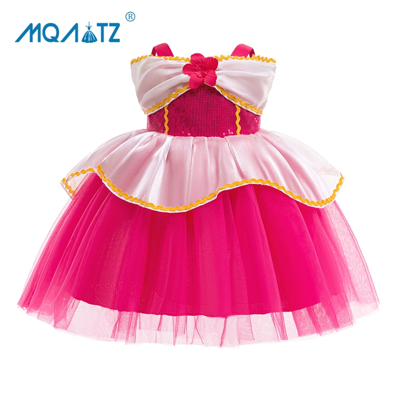 MQATZ Baby Girl Rose Cosplay Dress Birthday Girls Children Costume Lace Princess Dresses Cute Girl P