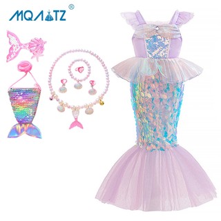 MQATZ nàng tiên cá cosplay đầm sinh nhật màu tím công chúa bên cô gái đầm AMRY019