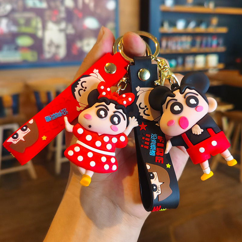 Mickey Crayon Shin chan Móc khóa Hoạt hình Búp bê Móc khóa Mặt dây chuyền Quà tặng Vòng chìa khóa có sẵn