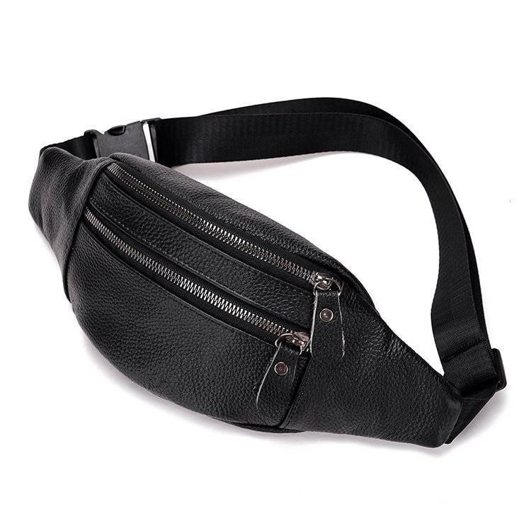 Genuine leather man‘s waist bag Multi functional sports bag belt bags