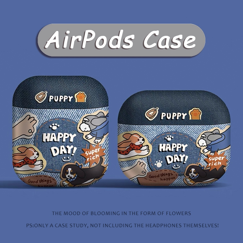Deep Blue Happydag Puppy Earphone Cover for AirPods 3d Gen Case Cute Earphone Case New for AirPods P