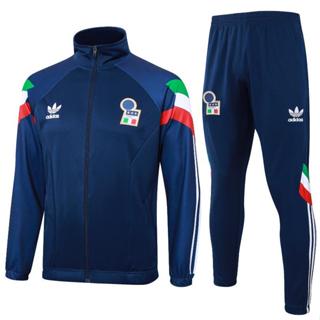 2024-25 Ý dài tay bóng đá màu xanh áo khoác tracksuit bóng đá thể thao mùa đông chạy bộ thể thao đào tạo bóng đá