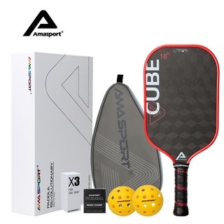 Mái Chèo Pickleball AMAsport 18K, kèm Bộ Phụ Kiện Quả Cầu Pickleball, Sợi Carbon 18K Gia Cố Cho Sức Mạnh Siêu Nhẹ, Vợt Cà Vạt Cạnh Tranh Cấp Chuyên Nghiệp