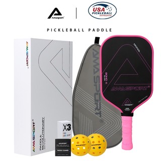 Amasport BOND 01 Mái Chèo Pickleball màu hồng, USAPA đã được phê duyệt, với Bộ Hộp Phụ Kiện Pickleball, Mái Chèo Sợi Carbon