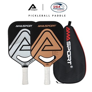 Mái chèo Pickleball Amasport PP002-3K có mái chèo, được USAPA phê duyệt, Bề mặt nâng cao bằng sợi Carbon 3K, Thiết kế thân rộng cho hiệu suất cao chuyên nghiệp