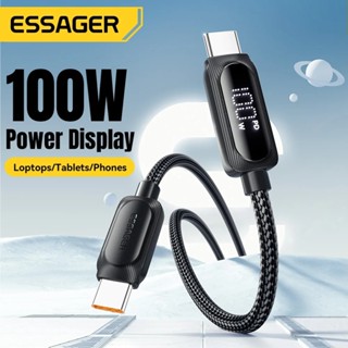 Essager 100W USB Type C Cáp 5A PD Dây Sạc Nhanh Cho Macbook iPad iPhone 15 Pro Samsung Xiaomi Dây Hiển Thị Kỹ Thuật Số