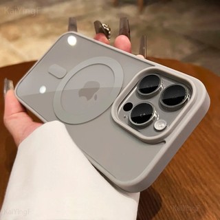 Ốp điện thoại sạc không dây từ tính hình vuông sang trọng cho iphone 15 13 12 11 Pro Max Matte Acrylic cứng Ốp lưng mềm trong suốt PC cứng