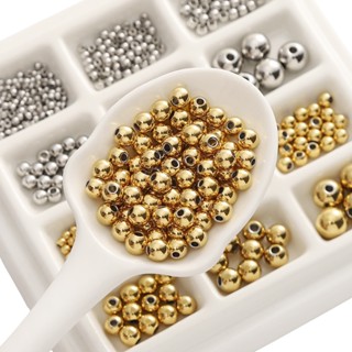 [2-10mm] Thép không gỉ Hạt Tròn Thép Vàng Màu Miếng Đệm Hạt Vòng Tay Vòng Cổ Đính Hạt Phụ Kiện DIY Handmade