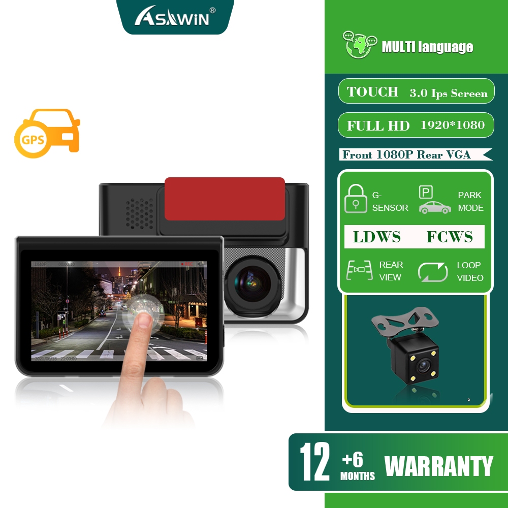 Gps track Dash Cam Cho Camera Ô Tô Lái Xe Ghi Âm Dvr Full HD 1080P 3.0 Inch IPS Màn Hình Cảm Ứng Das