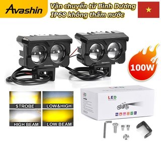 Đèn trợ sáng xe máy đèn trợ sáng mini xe điện đèn bi cầu mini 4 màu cos vàng pha trắng đèn bi cầu