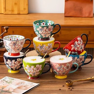 Cốc sứ họa tiết vẽ tay nhiều màu sắc sáng tạo phong cách Bắc Âu