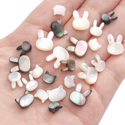 1 Cái / túi Bướm Trắng Tự Nhiên Vỏ Đen Hạt Hình Mèo Cho DIY Trang Sức Vòng Cổ Vòng Tay Làm Phụ Kiện