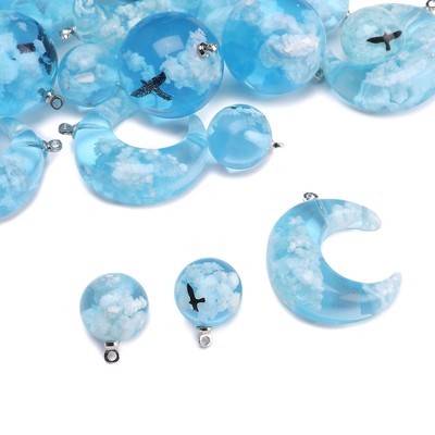 1 Cái / túi Nhựa Có Treo Hạt Tròn Hạt Mặt Trăng Mẫu Cho DIY Trang Sức Vòng Cổ Vòng Tay Trang Trí Làm