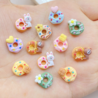 20 Miếng Nhựa 3D Hoạt Hình Hình Hình Thỏ, Gấu Donuts Làm Móng Tay Quyến Rũ DIY Kem Nghệ Thuật Móng Tay Mặt Sau Phẳng Kim Cương Giả Đề Can-DIY Cưới Sổ Lưu Niệm Trang Trí
