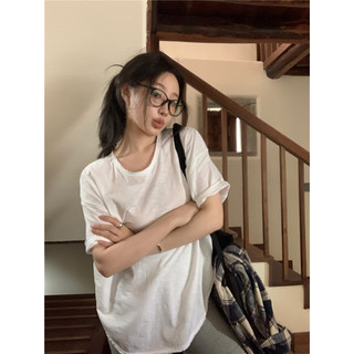Cotton Nguyên Chất Phiên Bản Tốt / Mùa Hè Cơ Bản Cổ Tròn Hình Chữ U Áo Thun Tay Ngắn Đơn Giản Rời Tất Cả Trận Đấu Áo Thun Màu Trơn