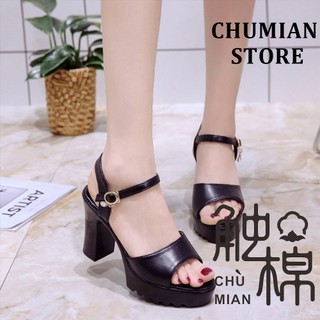 Giày sandal cao gót hở mũi phong cách hàn quốc thanh lịch dành cho nữ