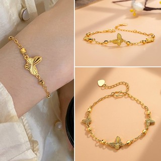 Vòng tay bướm laser nguyên bản lấp lánh dành cho nữ, vòng tay tinh tế không phai màu cao cấp 18K sang trọng nhẹ nhàng, quà tặng sinh nhật ngày lễ tình nhân cổ điển cá tính bằng vàng mới
