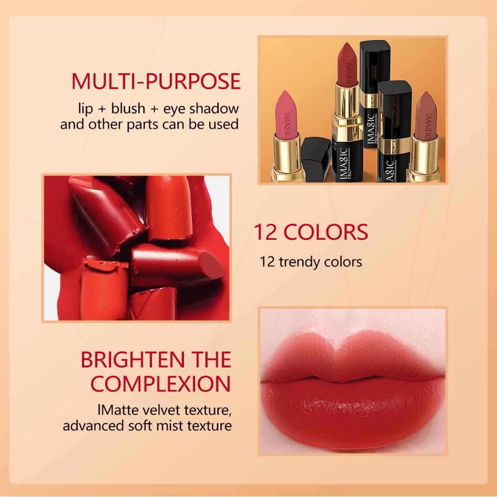 Son Lì IMAGIC LP-205 12 Màu Tùy Chọn Kháng Nước Lâu Trôi 37g | BigBuy360 - bigbuy360.vn