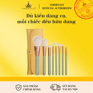 Bộ cọ trang điểm AMORTALS cọ mềm mịn bộ 8 cây cọ kèm túi đựng, không hút phấn giao hàng nhanh trong nước