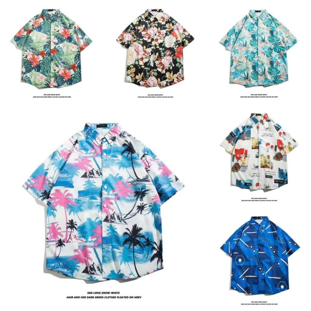 M-3XL Nam Retro Hoa Hawaii Áo Sơ Mi Nam Tay Ngắn M-3XL 100 Phong Cách