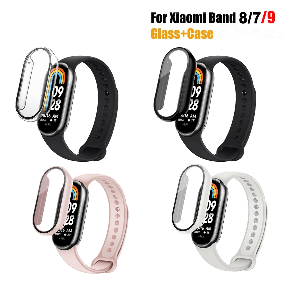 Ốp lưng + Bảo vệ màn hình cho Xiaomi MiBand 10 9 8 7 NFC Mi Band 7 8 9 10 Phiên bản gốm Vỏ ốp lưng khung PC cứng + Kính cường lực mỏng HD Chống trầy xước