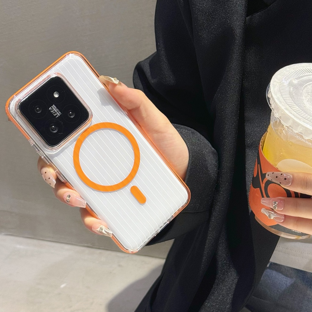 Sang Trọng Mới HD Trong Suốt Cứng PC Chống Trơn Trượt N52 Từ Tính Sạc Không Dây Cho Xiaomi 15 Pro 14 Ultra Pro Xiaomi 13 MI 15 14 13 Vỏ Điện Thoại