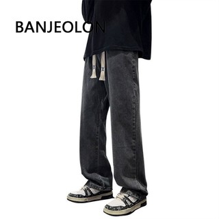 Banjeolon Quần jean nam rộng thùng thẳng mùa xuân và mùa thu